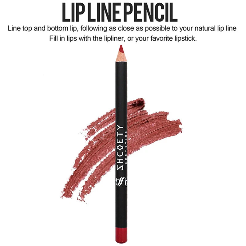 SHCOETY 12-Piece Matte Lip Liner Pencil Set – Creamy, Long-Lasting Waterproof Lip Defining Kit