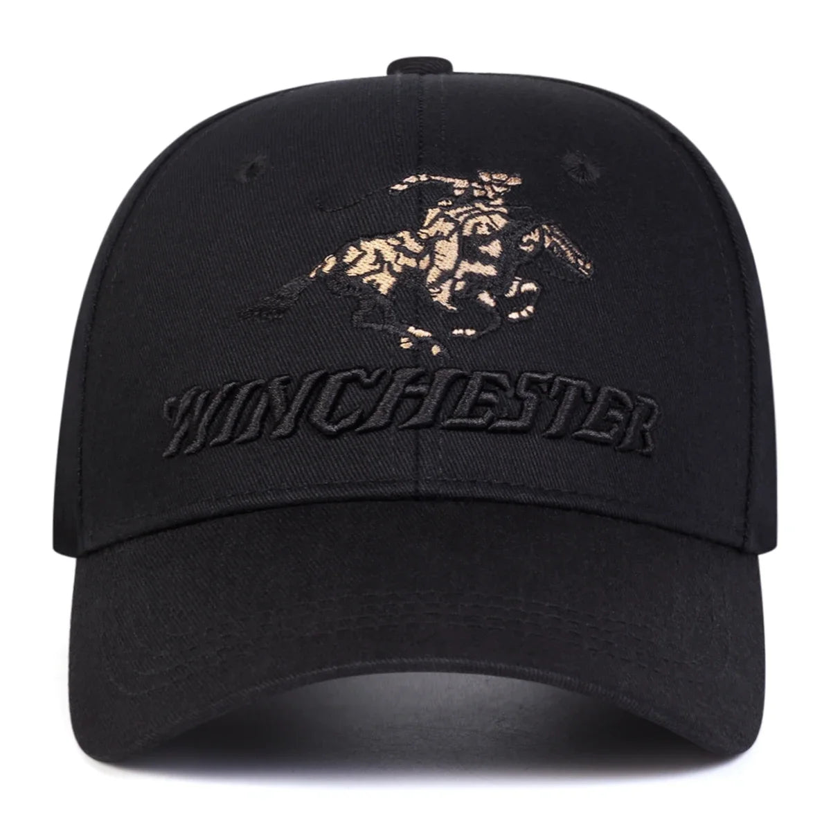 Winchester Embroidered Western Rider Baseball Cap – Outdoor Camo & Black Hat