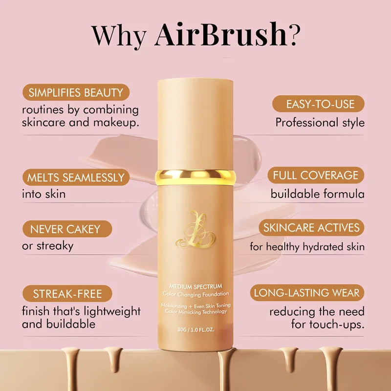AirBrush™ Color Changing Foundation – Flawless Tone Mimicking & Hydrating Makeup (30g)