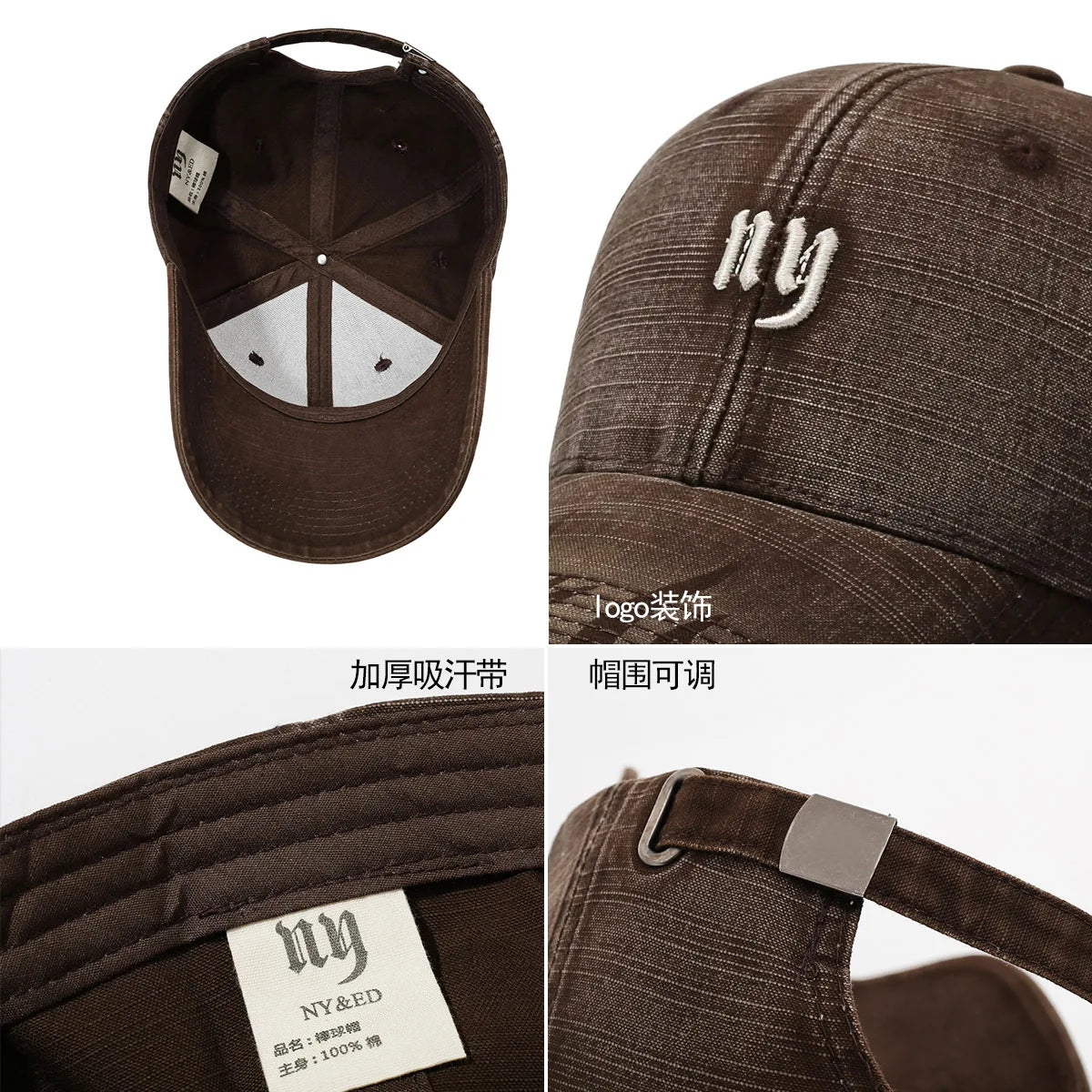 Vintage Washed Cotton Baseball Cap – Unisex Distressed Embroidered Streetwear Dad Hat