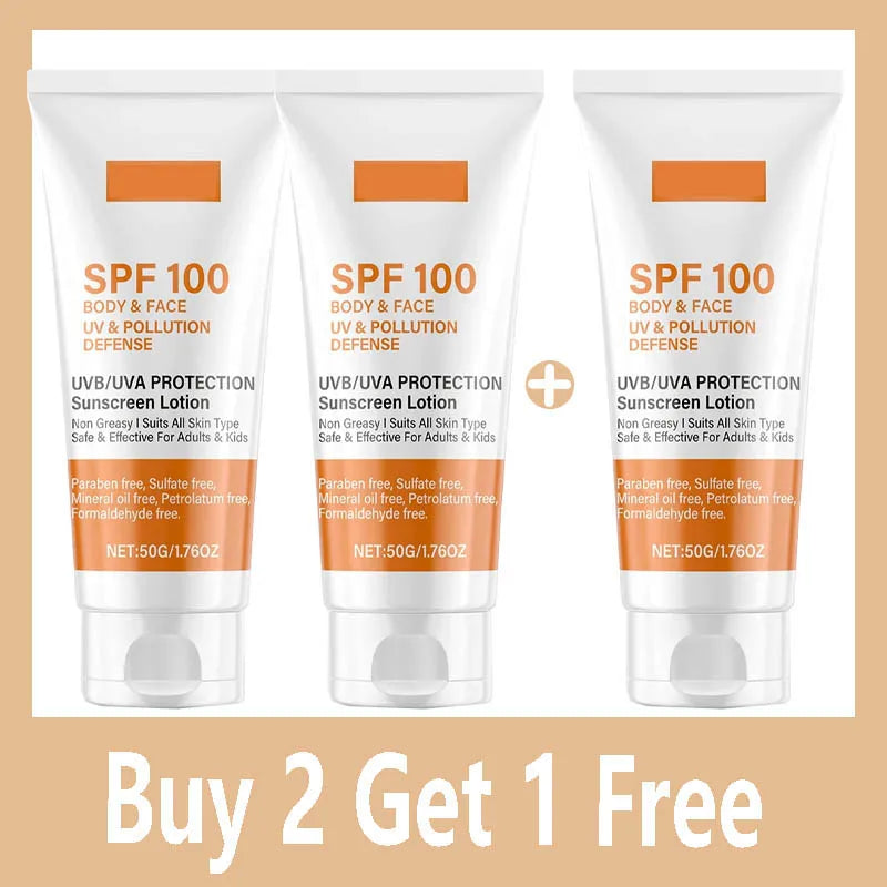 SPF 100 Maximum Protection Sunscreen Lotion – Face & Body UV & Pollution Defense Shield (50g)