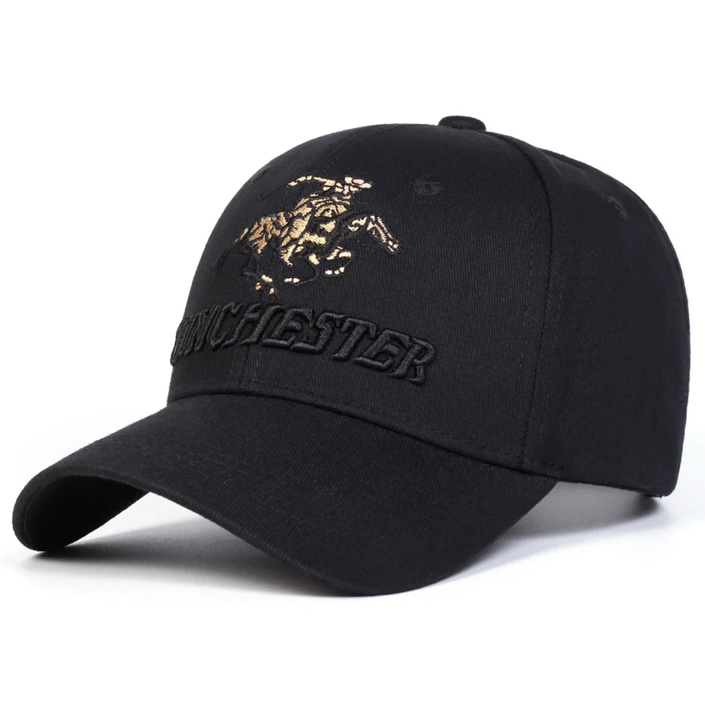 Winchester Embroidered Western Rider Baseball Cap – Outdoor Camo & Black Hat