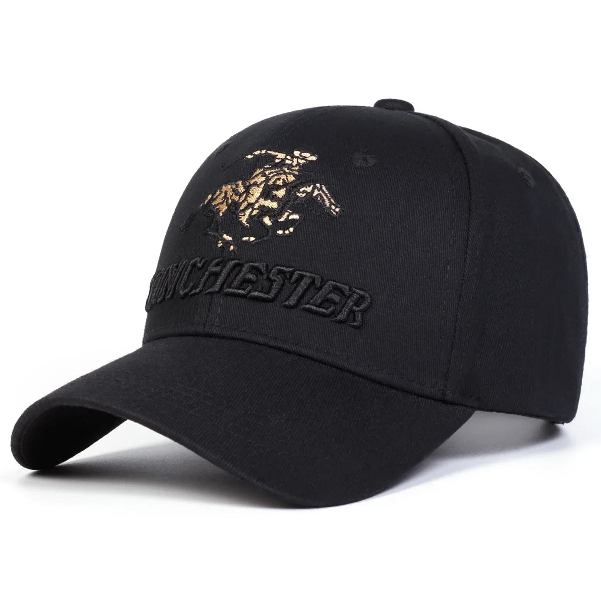 Winchester Embroidered Western Rider Baseball Cap – Outdoor Camo & Black Hat