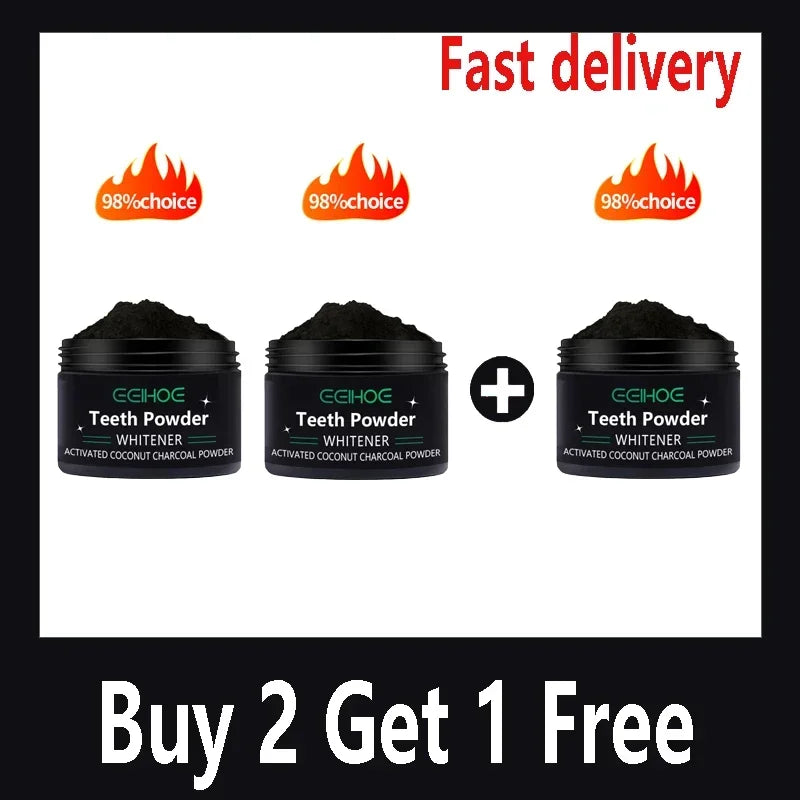 EEHOE™ Activated Coconut Charcoal Teeth Whitening Powder – Natural Stain Removal & Fresh Breath (30g)