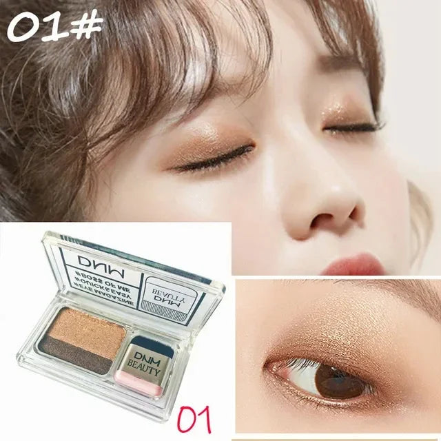 Lazy 2-Tone Gradated Eyeshadow Palette with Quick Brush | 1-Step Natural Gradient Shimmer
