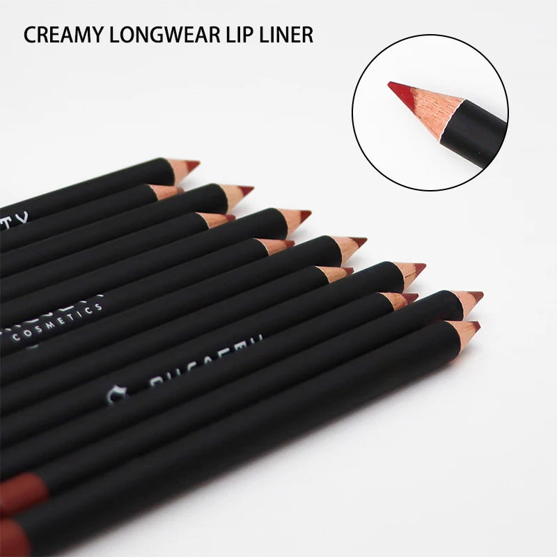 SHCOETY 12-Piece Matte Lip Liner Pencil Set – Creamy, Long-Lasting Waterproof Lip Defining Kit