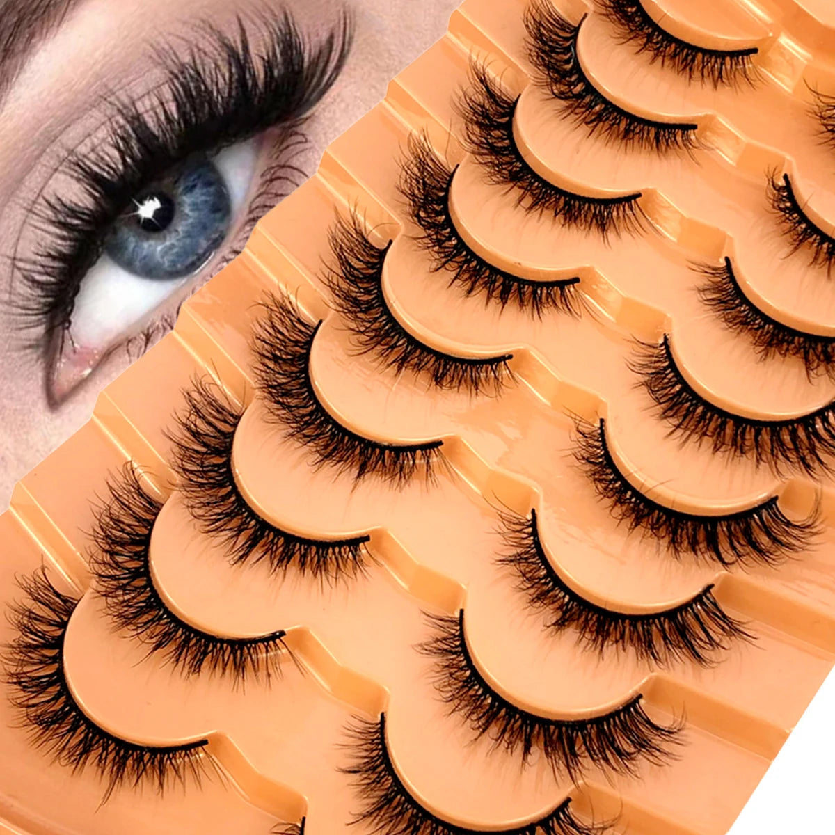 AMSDEN® 10 Pairs Dramatic Volume Faux Mink Eyelashes - Fluffy & Wispy False Lashes Bulk Pack