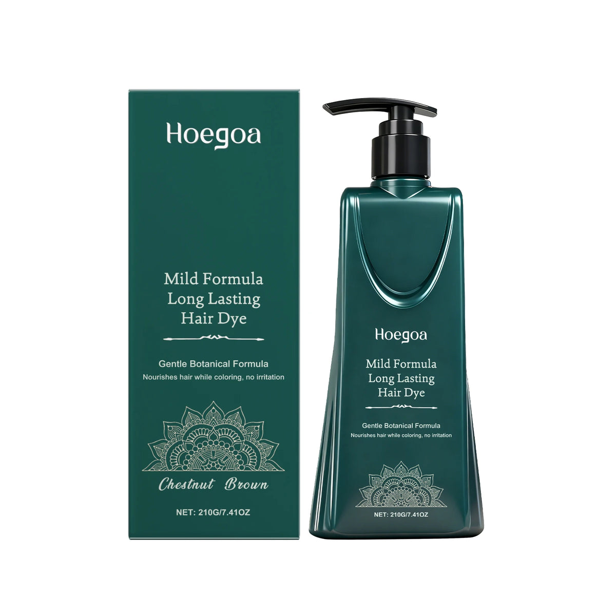 Hoegoa 210g Mild Botanical Hair Dye – Long-Lasting Nourishing Color Pump