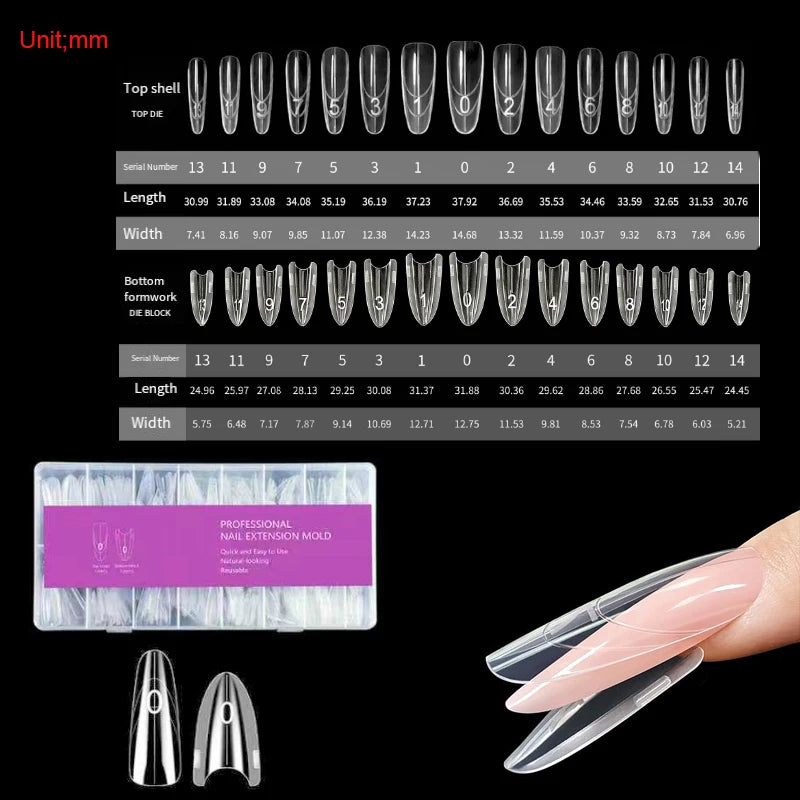 Sandwich Dual Forms Nail Extension Mold Kit - Multiple Shapes and Sizes