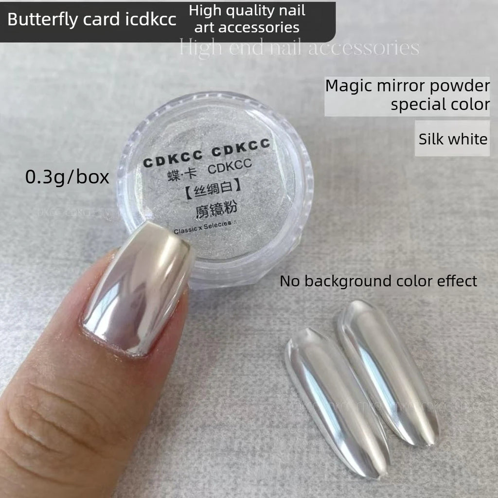 High-Transparency Moonlight Chrome Nail Powder – Icy Aurora Mirror Pigment for Nail Art