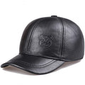 Men’s Genuine Cowhide Leather Baseball Cap – Vintage Embossed Crest