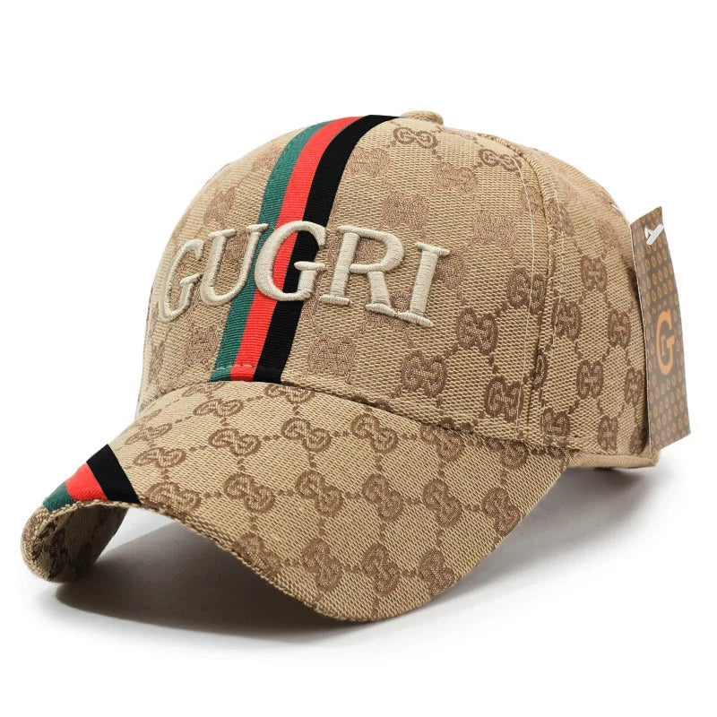 Designer Monogram Striped Baseball Cap – Unisex 3D Embroidered Luxury Streetwear Hat