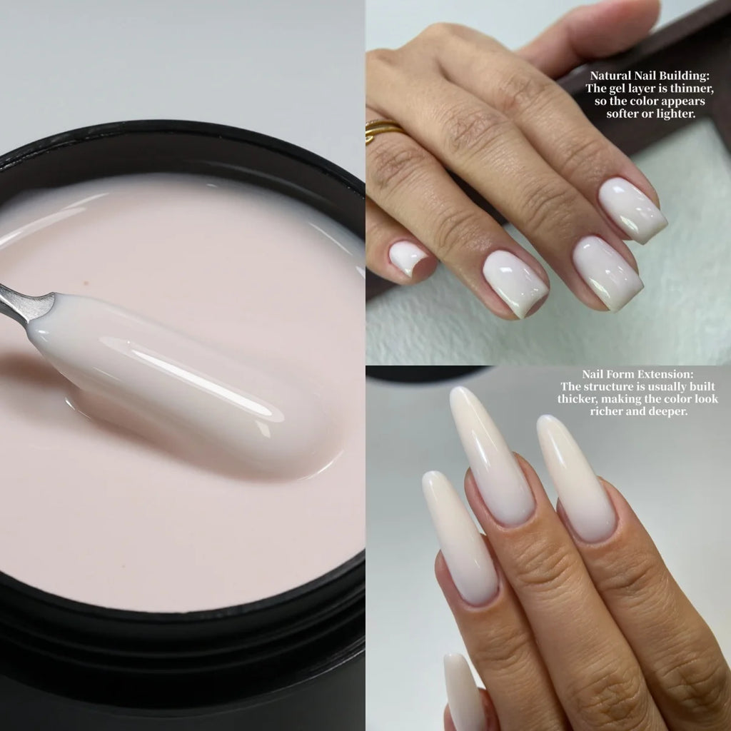 Premium Milky White & Nude Builder Extension Gel – Self-Leveling UV/LED Hard Gel