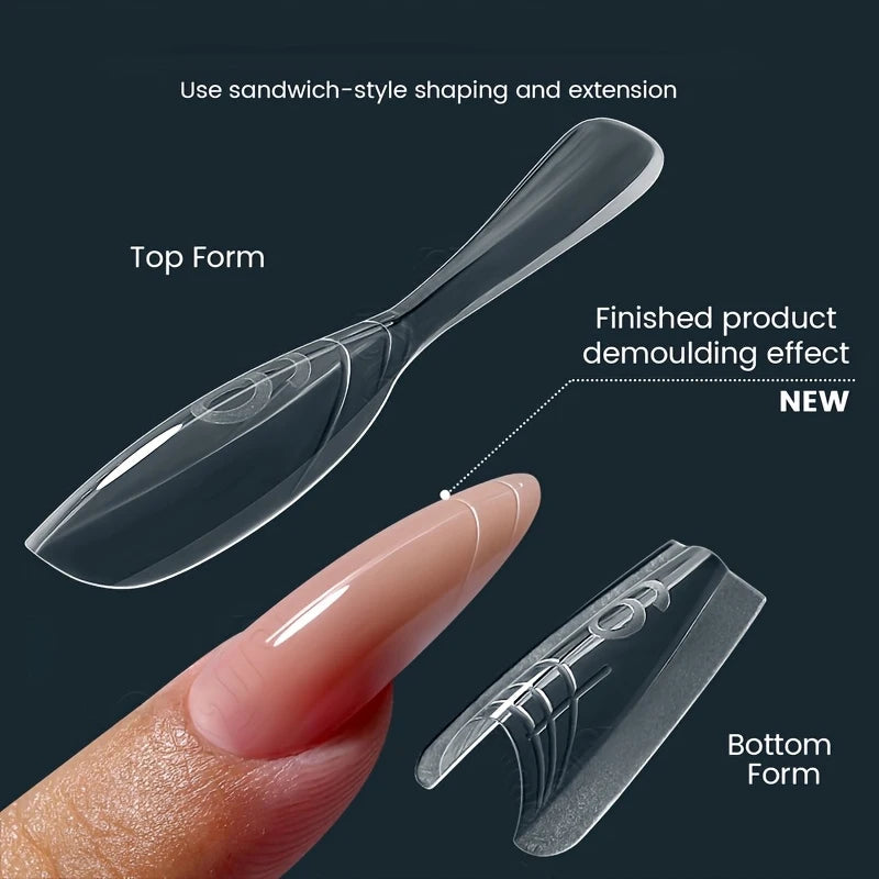 240pcs Sandwich-Style Dual Form Set for Nail Extension – Clear Top & Bottom Forms Kit