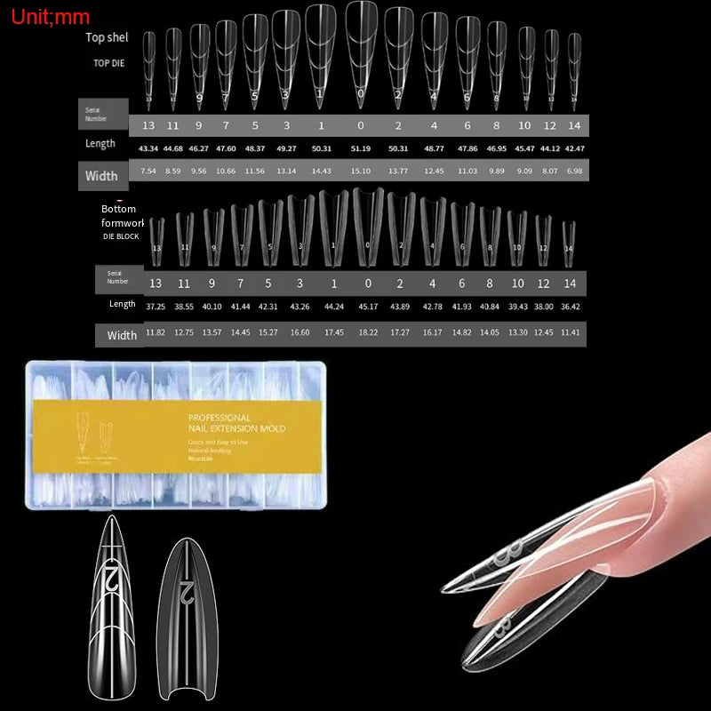 Sandwich Dual Forms Nail Extension Mold Kit - Multiple Shapes and Sizes