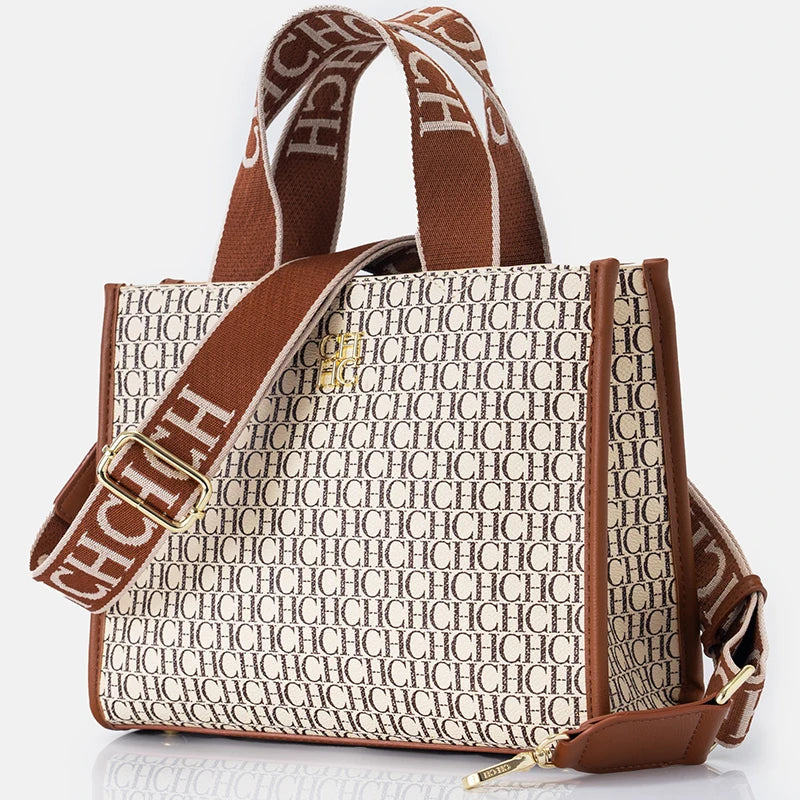 CH Monogram Mini Tote Bag with Wide Jacquard Crossbody Strap