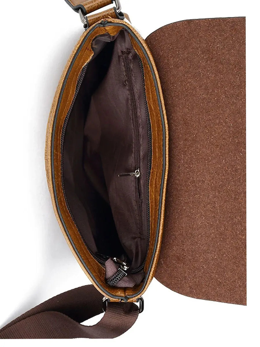 Men’s Vintage Leather Crossbody Shoulder Bag Set – Retro Messenger Bag with Matching Wallet
