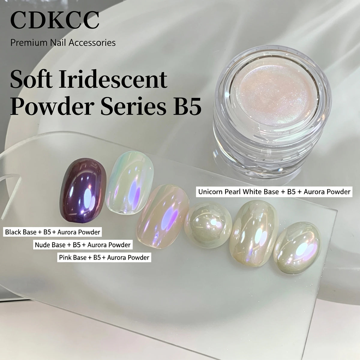 High-Transparency Moonlight Chrome Nail Powder – Icy Aurora Mirror Pigment for Nail Art