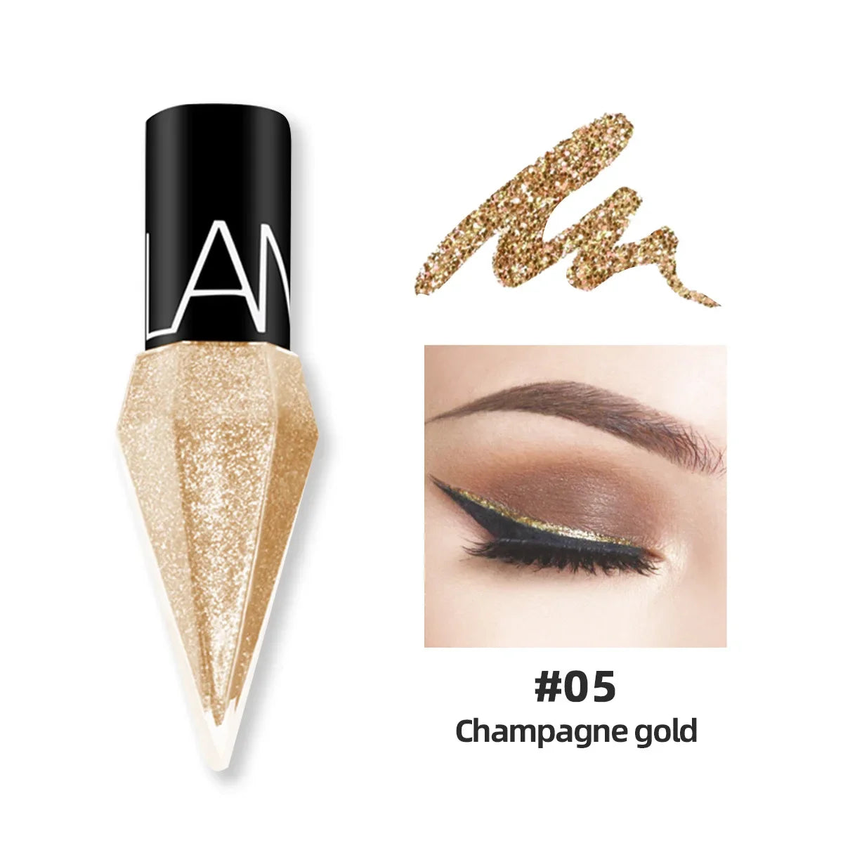 Diamond Shimmer Liquid Eyeliner & Glitter Eyeshadow | Long-Lasting Sparkling Eye Makeup
