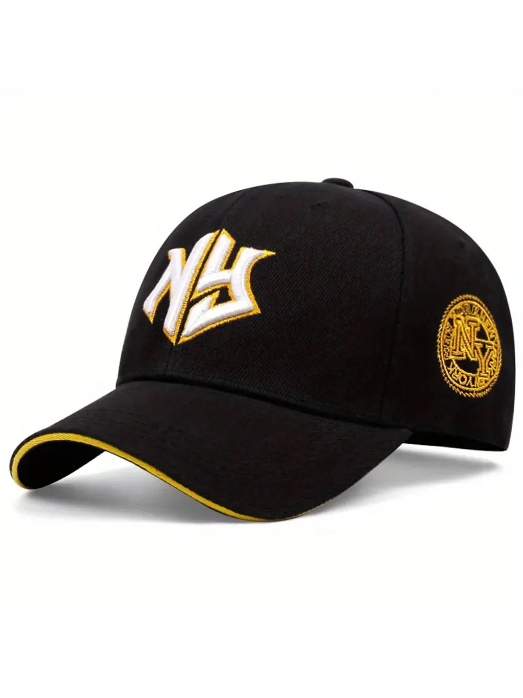Modern NY Monogram Embroidered Baseball Cap – Side Crest Curved Brim Hat