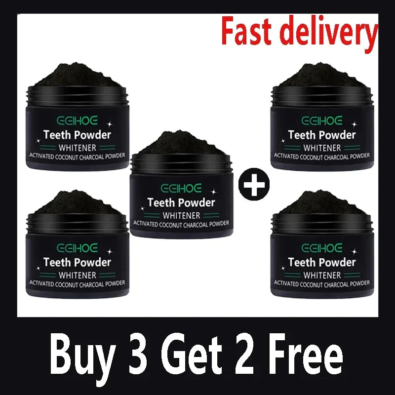 EEHOE™ Activated Coconut Charcoal Teeth Whitening Powder – Natural Stain Removal & Fresh Breath (30g)