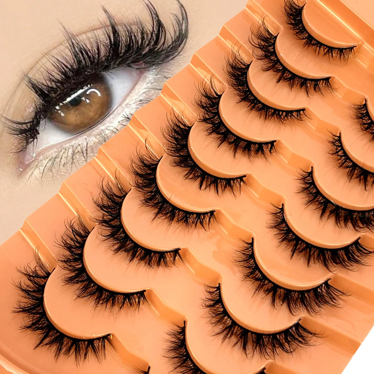AMSDEN® 10 Pairs Dramatic Volume Faux Mink Eyelashes - Fluffy & Wispy False Lashes Bulk Pack