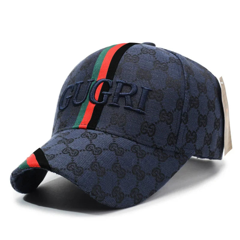 Designer Monogram Striped Baseball Cap – Unisex 3D Embroidered Luxury Streetwear Hat