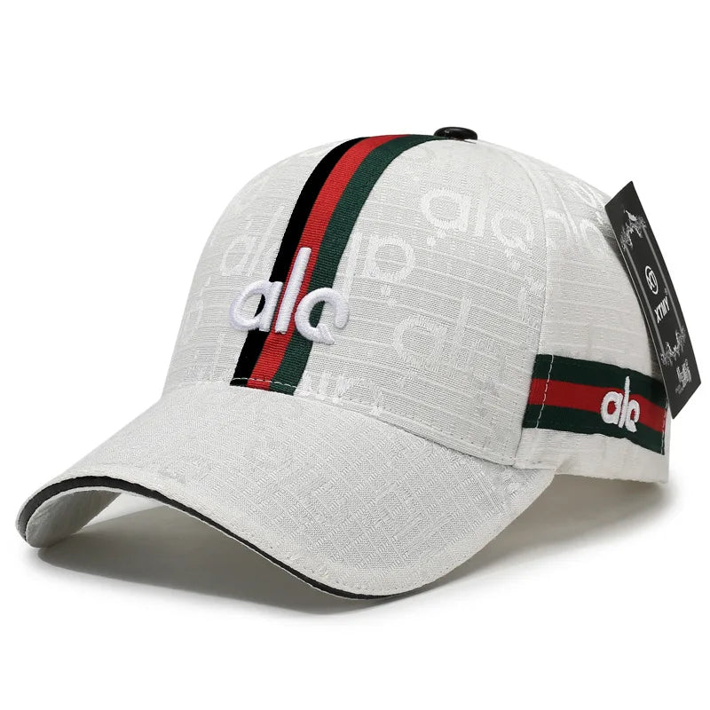 Designer Jacquard Striped Baseball Cap – Unisex 3D Embroidered Luxury Streetwear Hat