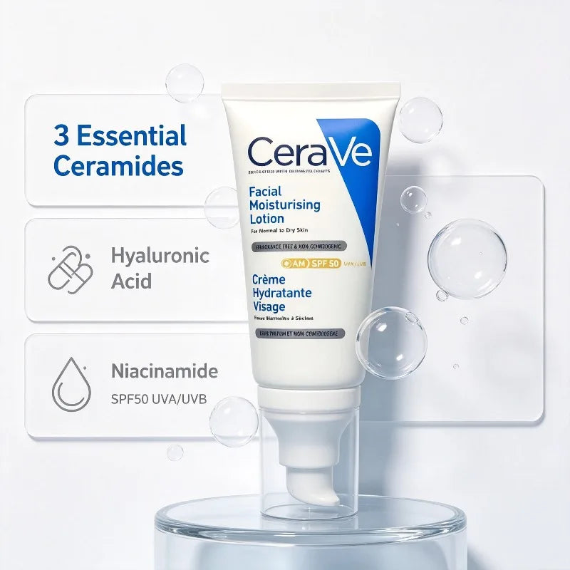 CeraVe AM Facial Moisturising Lotion SPF 50 – Daily Hydrating Face Cream with Ceramides & Hyaluronic Acid (50ml / 1.69 fl oz)