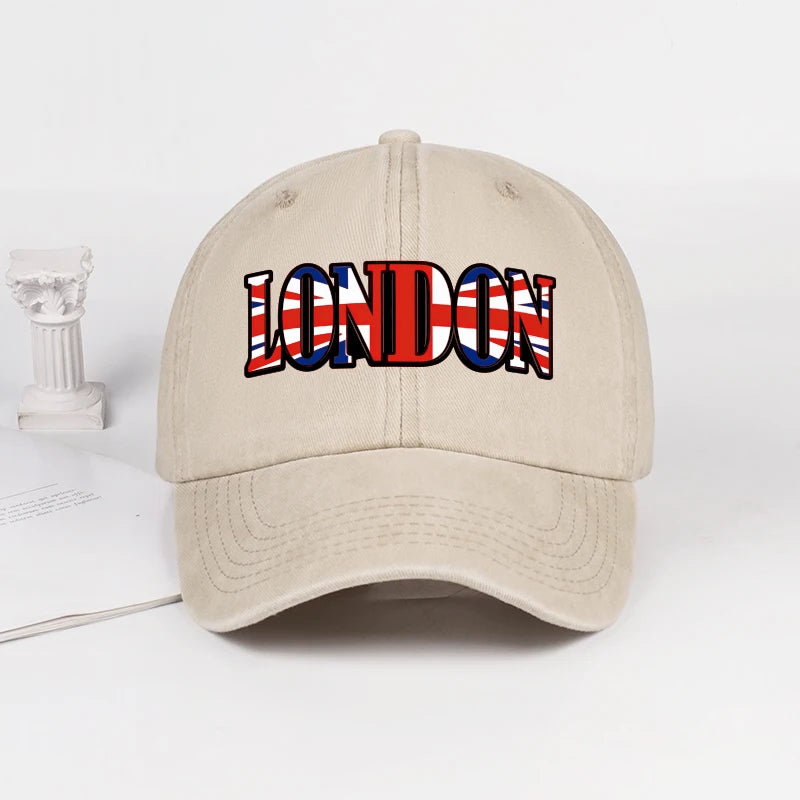 Vintage Washed Cotton London Union Jack Baseball Cap – Unisex Streetwear Dad Hat