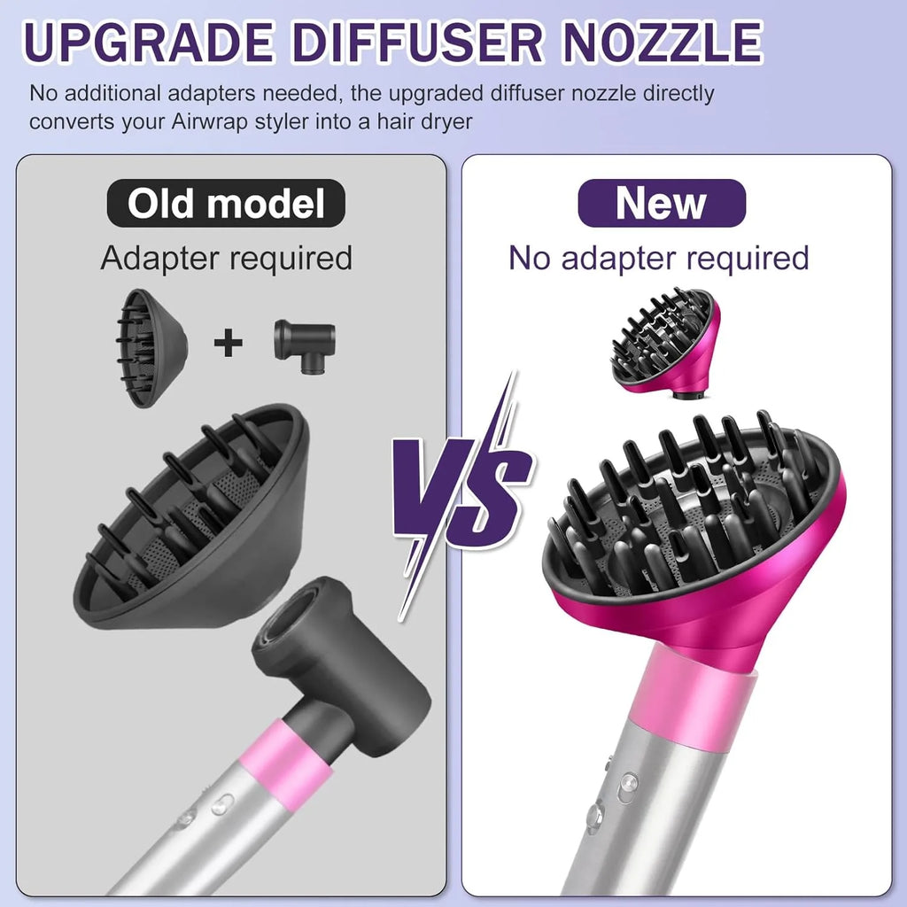 Upgraded Hair Diffuser Attachment for Airwrap Styler – Direct Fit Nozzle for Curly & Voluminous Hair