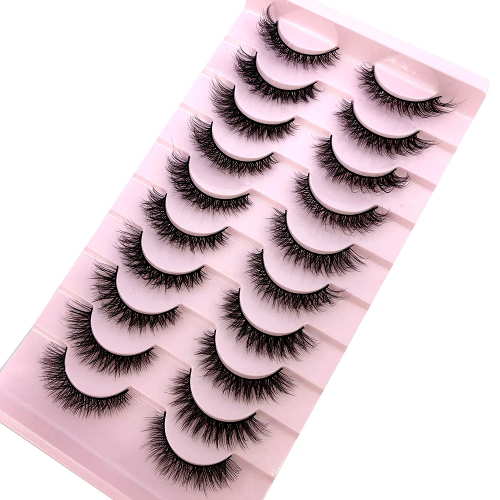 AMSDEN® 10 Pairs Dramatic Volume Faux Mink Eyelashes - Fluffy & Wispy False Lashes Bulk Pack