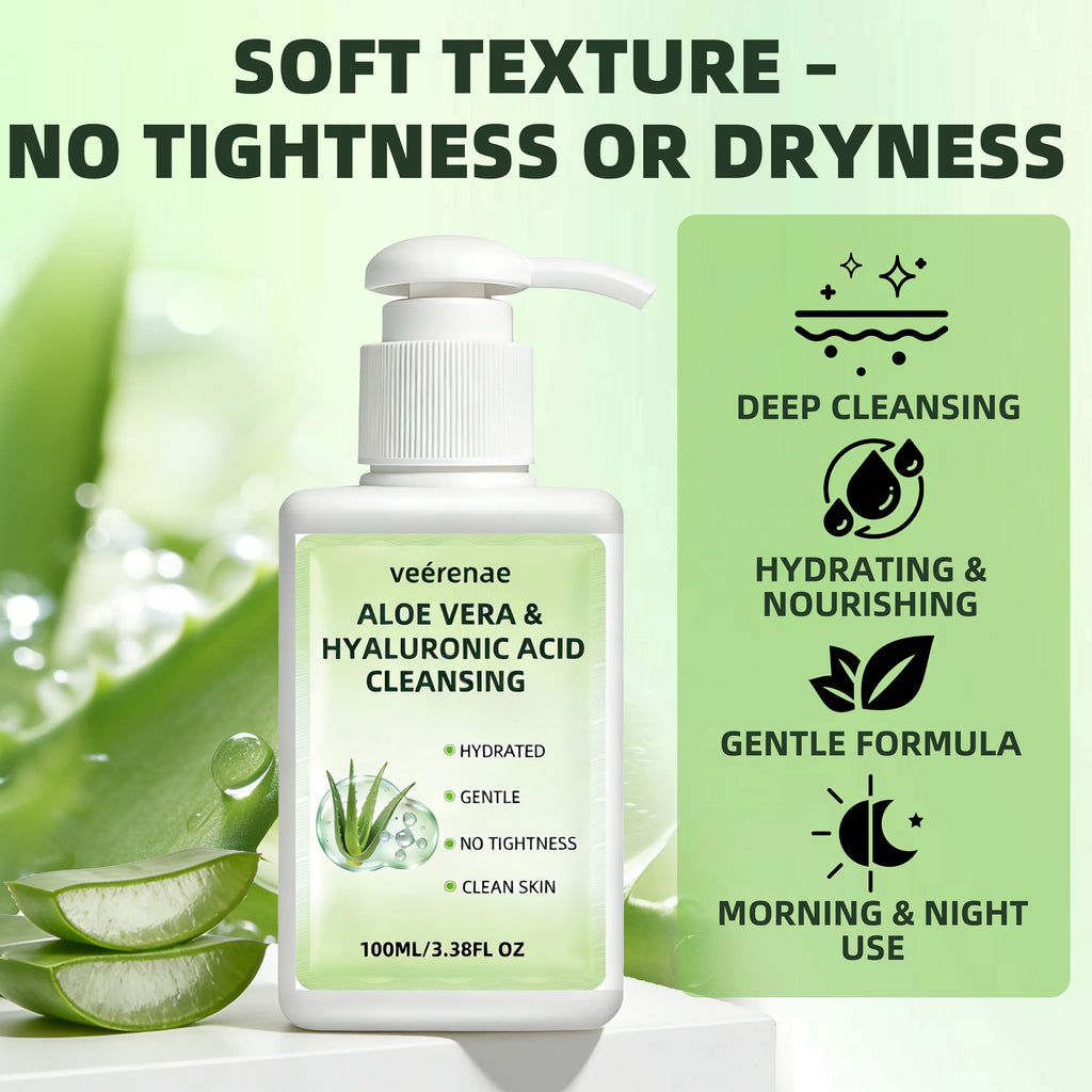 VEÉRENAE Aloe Vera & Hyaluronic Acid Hydrating Facial Cleanser (100ml)