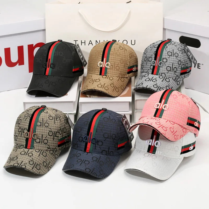 Designer Jacquard Striped Baseball Cap – Unisex 3D Embroidered Luxury Streetwear Hat