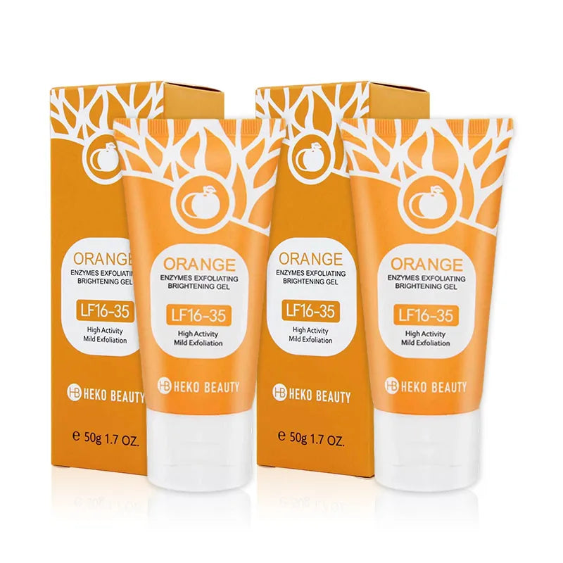 Heko Beauty Orange Enzymes Exfoliating Brightening Gel – Gentle Peeling Gel Face & Body Scrub with Vitamin C & Hyaluronic Acid