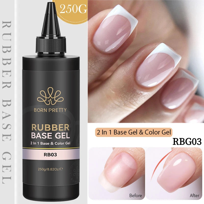 BORN PRETTY 250g Rubber Base Gel Refill – 2-in-1 Builder & Color Base Coat