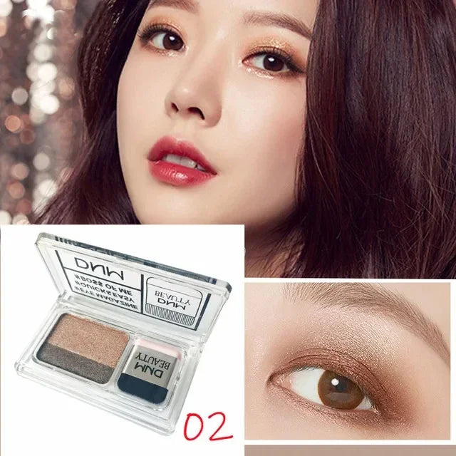 Lazy 2-Tone Gradated Eyeshadow Palette with Quick Brush | 1-Step Natural Gradient Shimmer