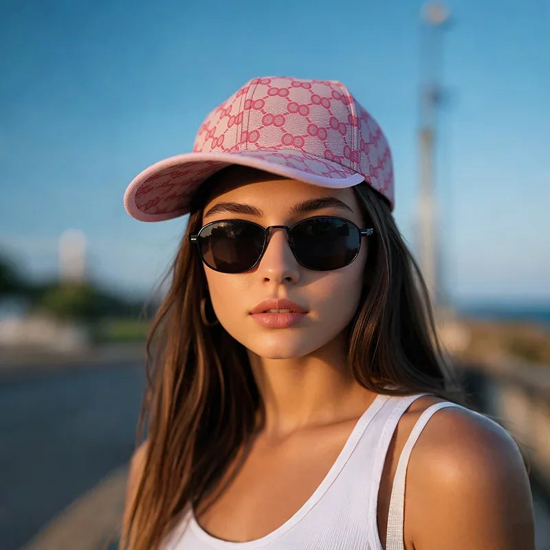 Luxury Monogram Jacquard Baseball Cap – Classic Curved Brim Sun Hat