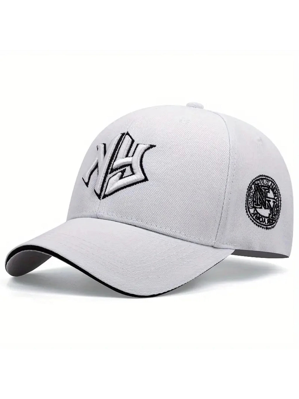 Modern NY Monogram Embroidered Baseball Cap – Side Crest Curved Brim Hat