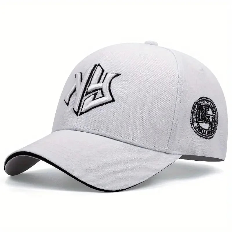 Modern NY Monogram Embroidered Baseball Cap – Side Crest Curved Brim Hat