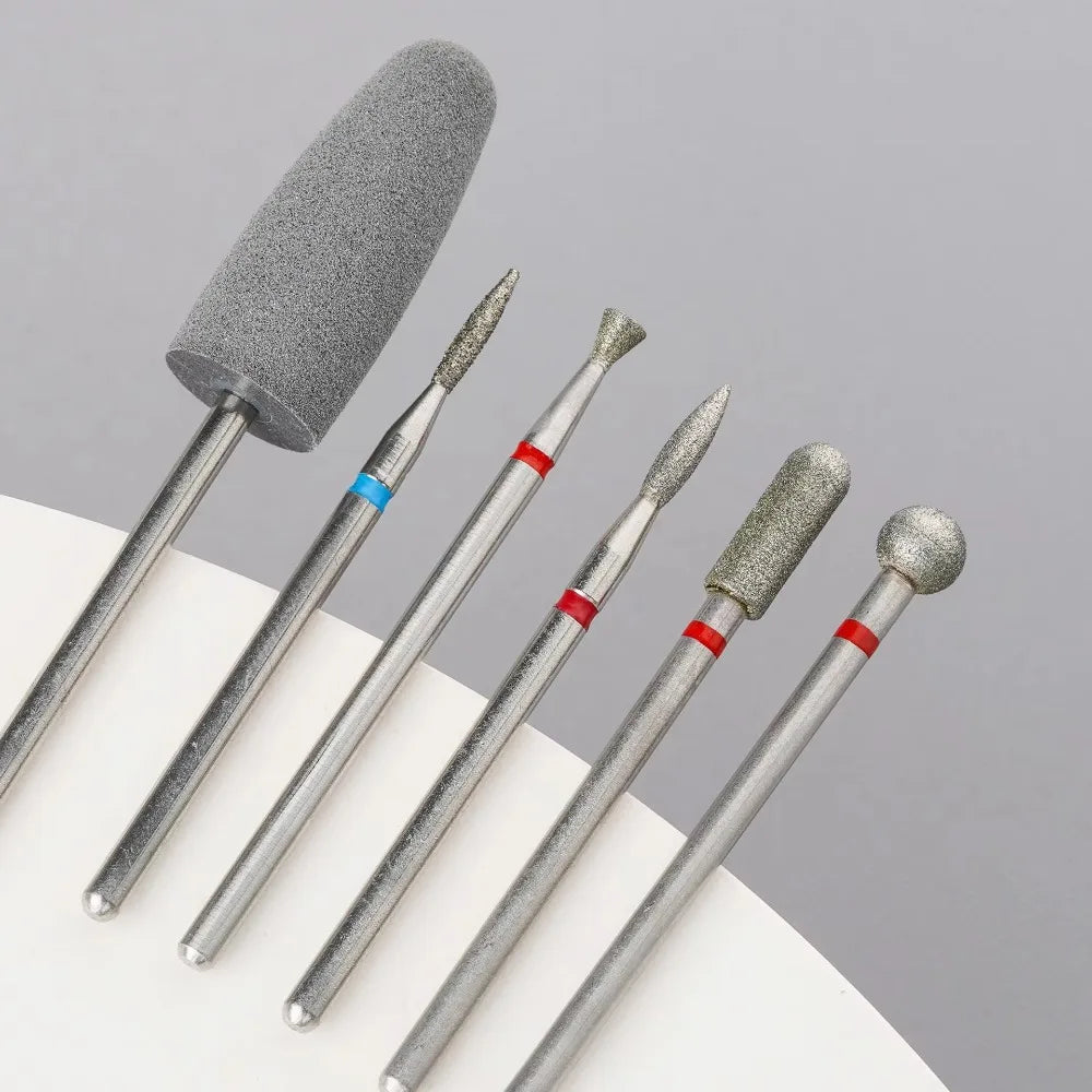 Professional 6-Pcs Diamond & Silicone Nail Drill Bits Set for Cuticle Care and Manicure