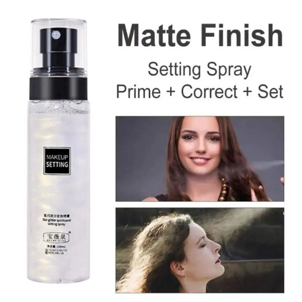 Star Glitter Quicksand Makeup Setting Spray - 100ml Matte Finish & Long-Lasting Mist
