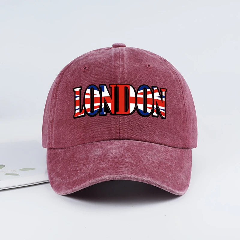 Vintage Washed Cotton London Union Jack Baseball Cap – Unisex Streetwear Dad Hat