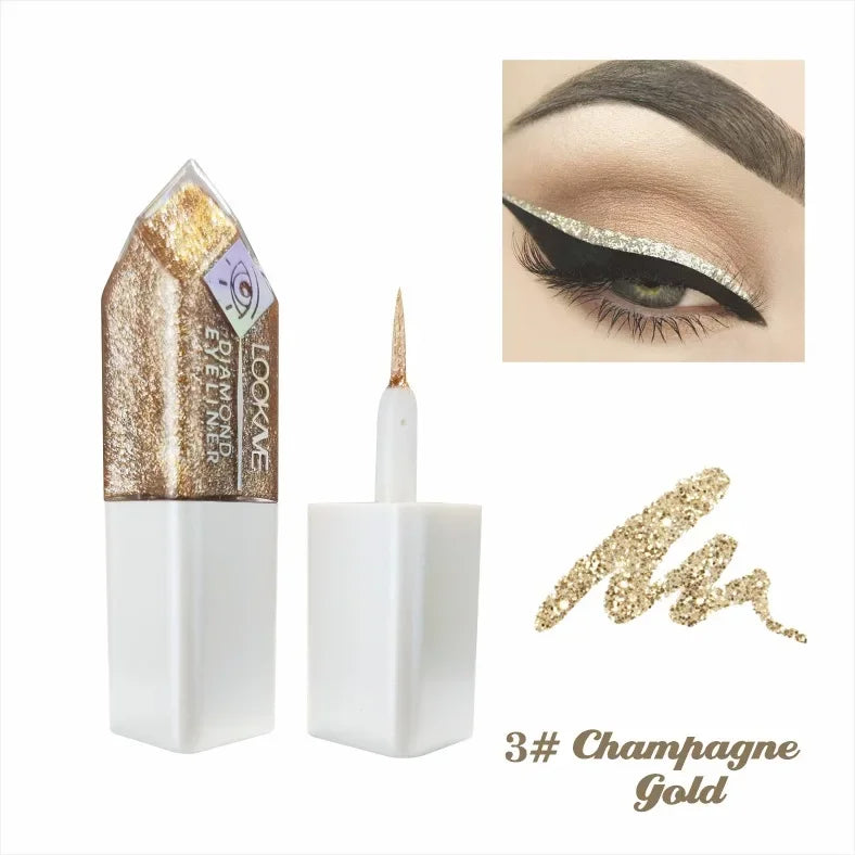 Diamond Shimmer Liquid Eyeliner & Glitter Eyeshadow | Long-Lasting Sparkling Eye Makeup