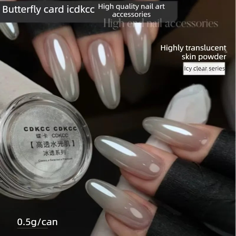 High-Transparency Moonlight Chrome Nail Powder – Icy Aurora Mirror Pigment for Nail Art