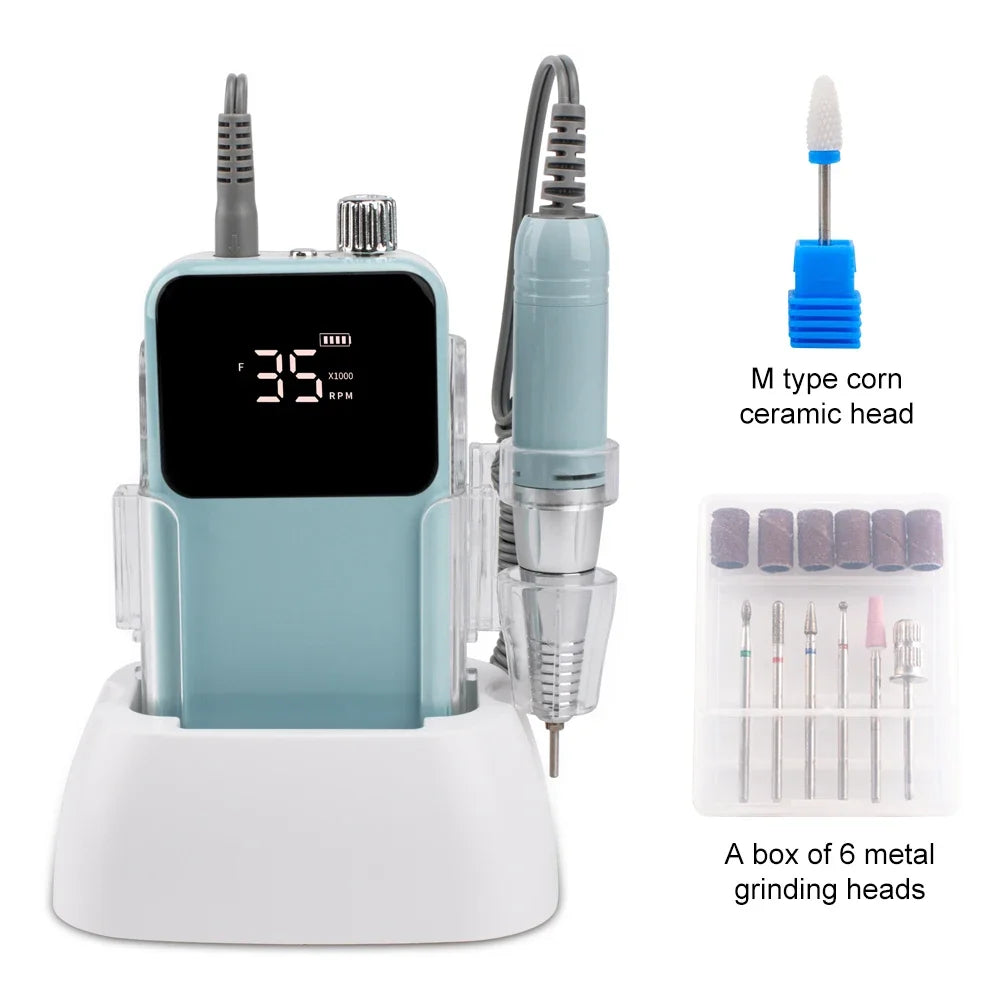 Strong 207B Nail Drill Machine Set - 35,000 RPM Micro Motor