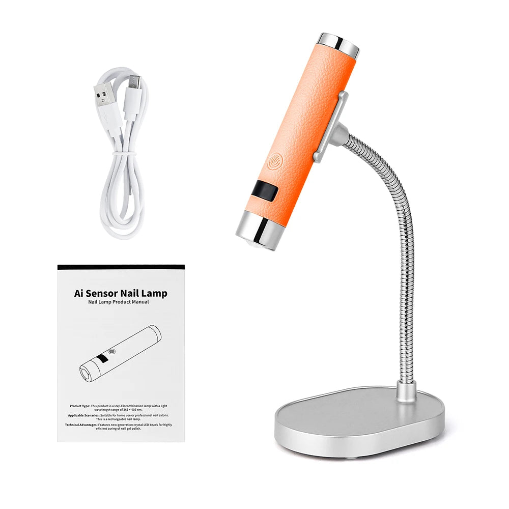 2-in-1 Handheld & Gooseneck Desktop Rechargeable Intelligent UV/LED Nail Lamp – 800mAh Battery, Smart Sensor, Digital Timer