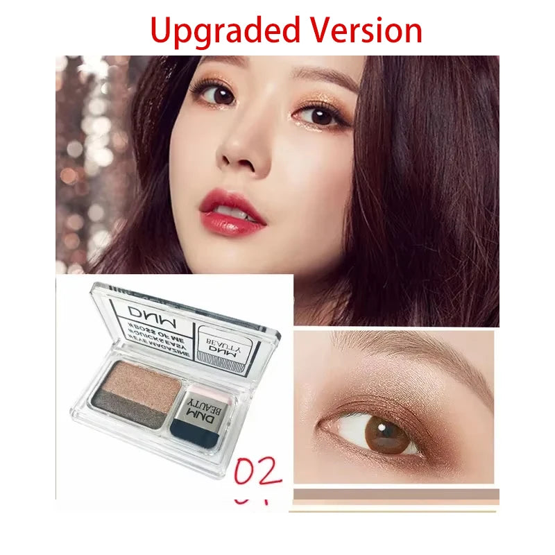 Lazy 2-Tone Gradated Eyeshadow Palette with Quick Brush | 1-Step Natural Gradient Shimmer