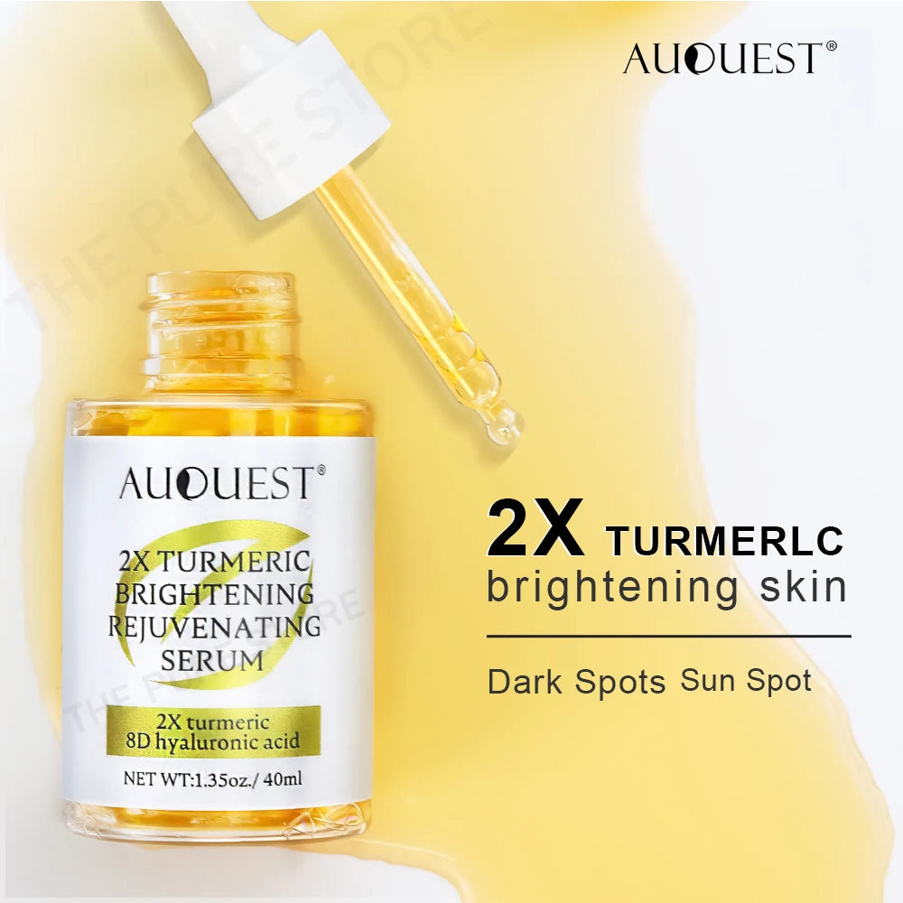 AUQUEST 2X Turmeric Brightening & Rejuvenating Serum – Dark Spot Corrector with 8D Hyaluronic Acid & Vitamin C (40ml)