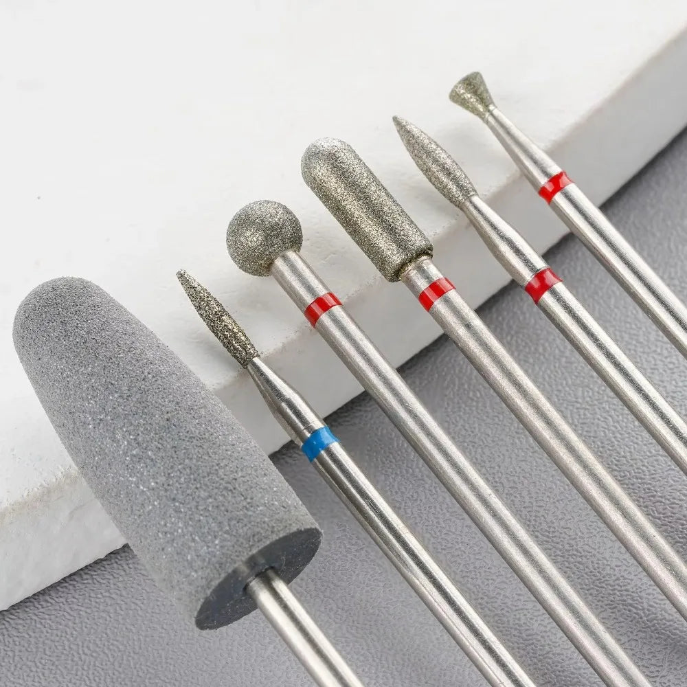 Professional 6-Pcs Diamond & Silicone Nail Drill Bits Set for Cuticle Care and Manicure
